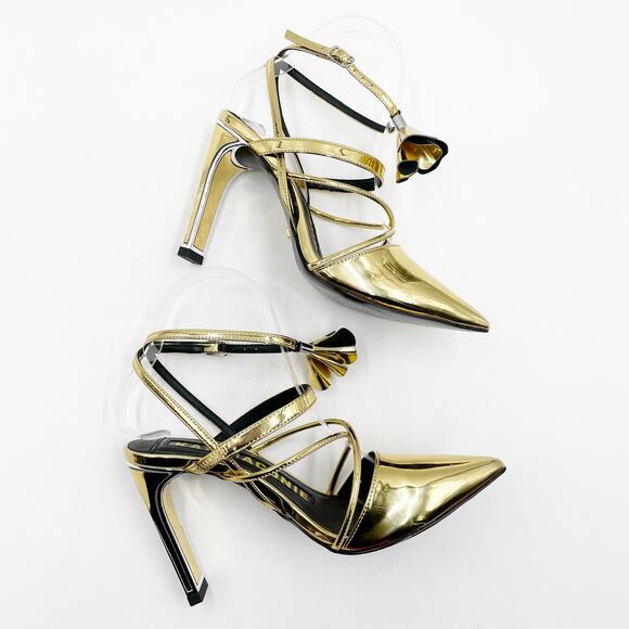Kat‎ Maconie Louise Gold Heels Ankle Wrap Pumps Metallic Pointed Toe Sz 5 US - Picture 6 of 11